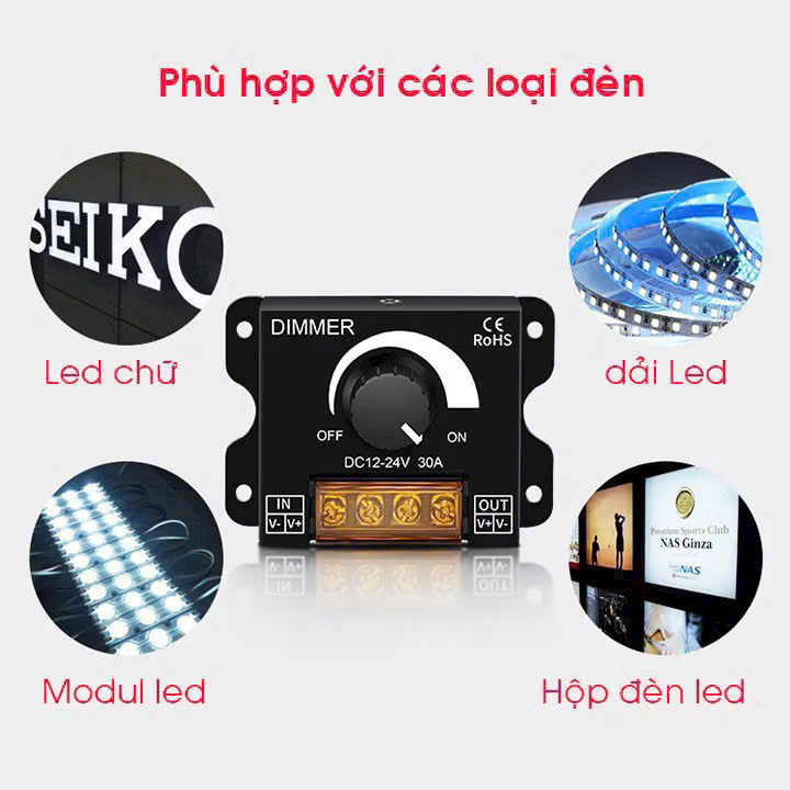 DIMMER 12V-24V 30A ĐIỀU CHỈNH ĐỘ SÁNG - Ảnh 2
